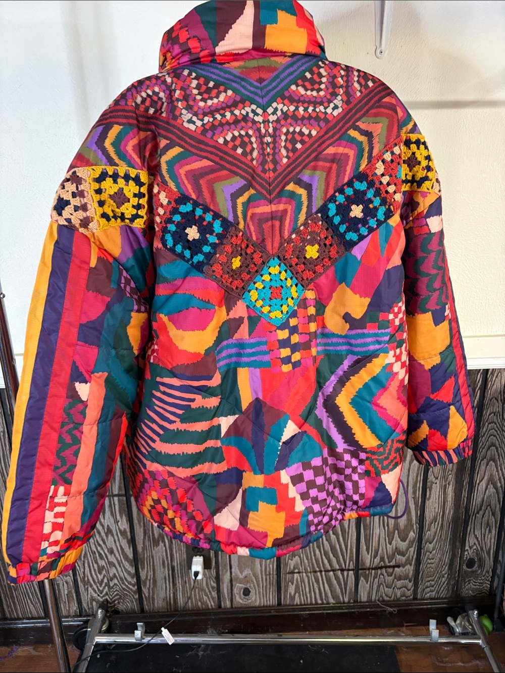 FARM Rio Vibrant Multicolor Patchwork Quilted Puffer Jacket - Picture 5 of 5